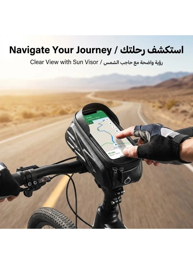 general Waterproof Bike Phone Bag - Front Frame Sensitive Touch Screen, Top Tube Handlebar EVA Cycling Storage - Fits Under 7.2 Inch, 1.5 Liter Volume - Image 2